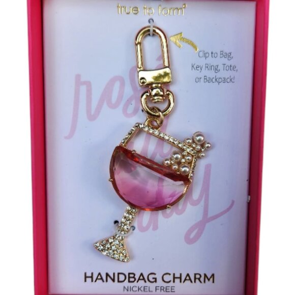 True To Form Pearl Embellished Rose All Day Bag Charm Keychain - Picture 2 of 6